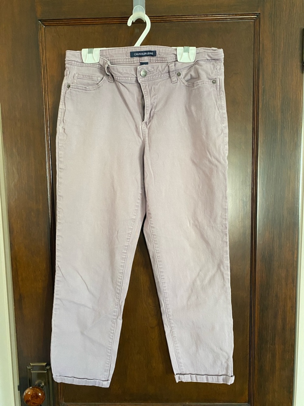 Calvin Klein Lavender Ankle-Cropped Straight Jeans